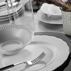 Porland Frilly Beyaz 18 Parça Yemek Takımı