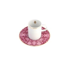 Porland Glamorous Fuşya Tabaklı 80 cc 6 Adet Kahve Fincanı