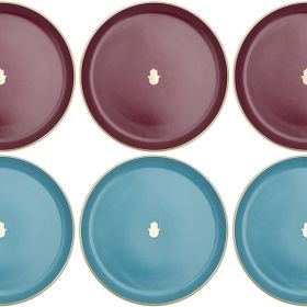 Porland Glamorous Fuşya Turkuaz 20 cm 6 Parça Pasta Tabağı