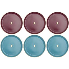 Porland Glamorous Fuşya Turkuaz 20 cm 6 Parça Pasta Tabağı