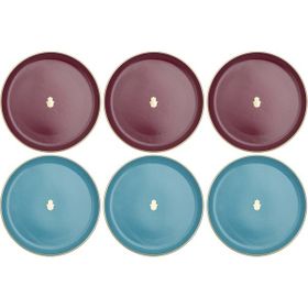 Porland Glamorous Fuşya Turkuaz 20 cm 6 Parça Pasta Tabağı