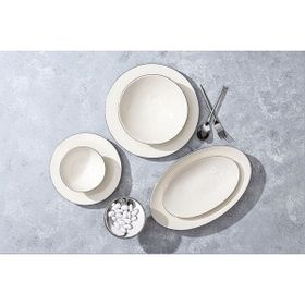 Porland Illusion Platin Beyaz 27 Parça 6 Kişilik Desenli Porselen Yemek Takımı