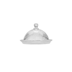 Porland Line 13 cm Kapaklı Cam Pasta Tabağı
