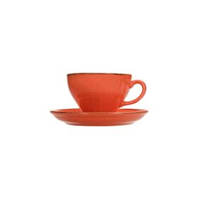 Porland More Grace Seasons Turuncu 365 cc 6 Adet Tabaklı Çay Fincanı