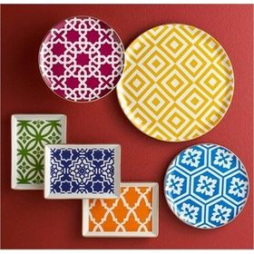Porland Morocco 18 Parça 6 Kişilik Yuvarlak Çok Renkli Desenli Porselen Yemek Takımı