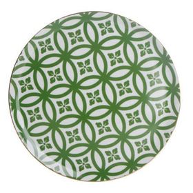 Porland Morocco Desen 1 Yeşil 28 cm Porselen Düz Tabak