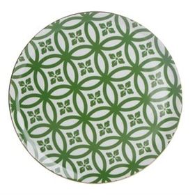 Porland Morocco Desen 1 Yeşil 28 cm Porselen Düz Tabak