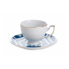 Porland Morocco Desen 2 170 ml Mavi Tabaklı Çay Fincanı