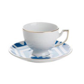 Porland Morocco Desen 2 170 ml Mavi Tabaklı Çay Fincanı
