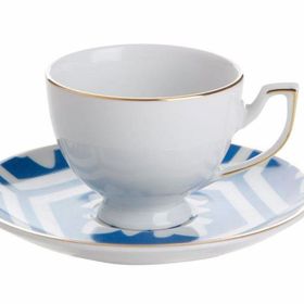 Porland Morocco Desen 2 170 ml Mavi Tabaklı Çay Fincanı