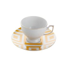 Porland Morocco Desen 3 Sarı 170 CC Tabaklı Çay Fincanı
