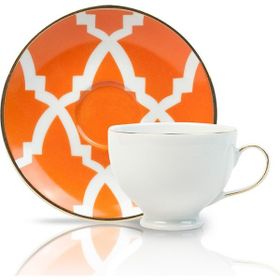 Porland Morocco Desen 3 Turuncu 170 cc Çay Fincanı ve Tabak
