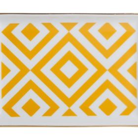 Porland Morocco Desen 4 Sarı 18x13 cm Porselen Kahvaltı Tabağı