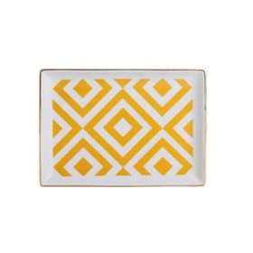 Porland Morocco Desen 4 Sarı 18x13 cm Porselen Kahvaltı Tabağı