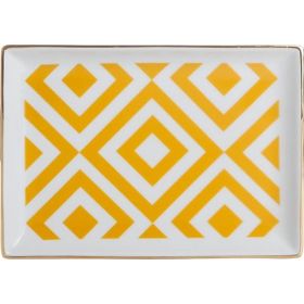 Porland Morocco Desen 4 Sarı 18x13 cm Porselen Kahvaltı Tabağı