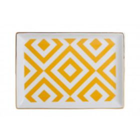 Porland Morocco Desen 4 Sarı 18x13 cm Porselen Kahvaltı Tabağı