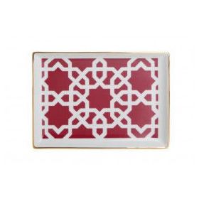Porland Morocco Desen 5 Fuşya 18x13 cm Porselen Kahvaltı Tabağı