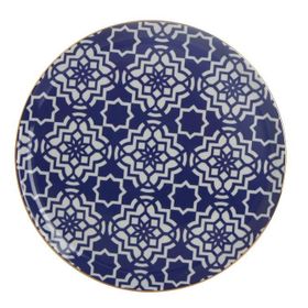 Porland Morocco Desen 7 Mor 28 cm Porselen Düz Tabak
