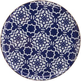 Porland Morocco Desen 7 Mor 28 cm Porselen Düz Tabak