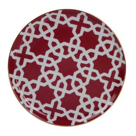 Porland Morocco Fuşya Desen 5 20 cm Porselen Düz Tabak