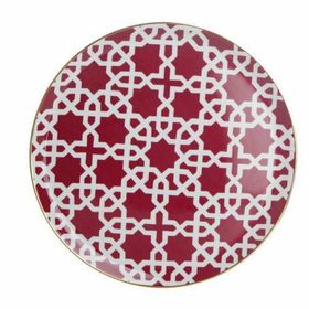 Porland Morocco Fuşya Desen 5 20 cm Porselen Düz Tabak