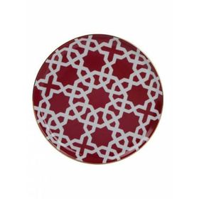 Porland Morocco Fuşya Desen 5 20 cm Porselen Düz Tabak