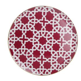 Porland Morocco Fuşya Desen 5 28 cm Porselen Düz Tabak