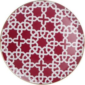 Porland Morocco Fuşya Desen 5 28 cm Porselen Düz Tabak