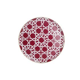 Porland Morocco Fuşya Desen 5 28 cm Porselen Düz Tabak