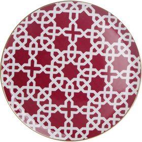 Porland Morocco Fuşya Desen 5 28 cm Porselen Düz Tabak
