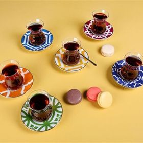 Porland Morocco Karışık Renk 12 Parça Çay Bardak Seti