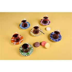 Porland Morocco Karışık Renk 12 Parça Çay Bardak Takımı