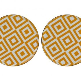 Porland Morocco Sarı Desen 20 cm Porselen Düz Tabak