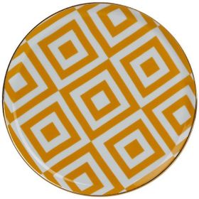 Porland Morocco Sarı Desen 4 20 cm Porselen Düz Tabak