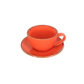 Porland New Standard Seasons Turuncu 280 cc 6 Adet Tabaklı Çay Fincanı