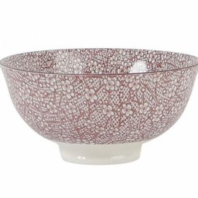 Porland Old Fashion Mürdüm Rengi Desenli 12 cm Yuvarlak Tek Kase