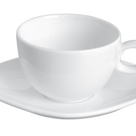Porland Perspective Beyaz 210 cc Tabaklı Porselen Çay Fincanı