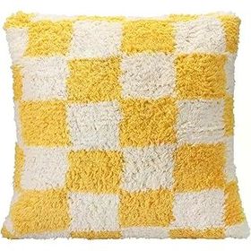 Porland Pop Plaid Sarı 45x45 cm Dokuma Yastık