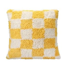 Porland Pop Plaid Sarı 45x45 cm Dokuma Yastık