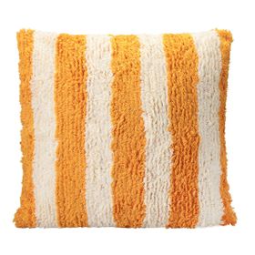 Porland Pop Stripe Hardal 45x45 cm Dokuma Yastık