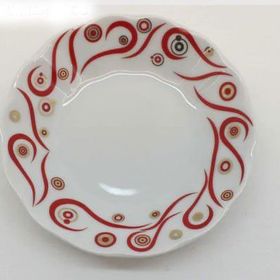 Porland Porselen Desenli Kırmızı Çay Tabağı