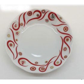 Porland Porselen Desenli Kırmızı Çay Tabağı