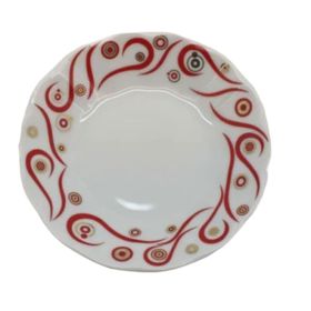 Porland Porselen Desenli Kırmızı Çay Tabağı