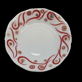 Porland Porselen Desenli Kırmızı Çay Tabağı
