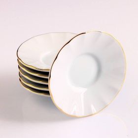 Porland Porselen İnci Gold 6 Kişilik Kahveci Çay Tabağı