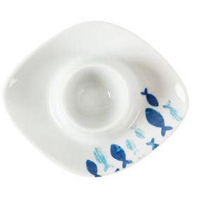 Porland Porselen Mavi Desenli 6 Adet 14 cm Yumurtalık
