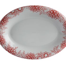 Porland Red Manoir Desen1 34 cm Kayık Tabak