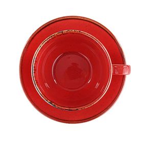 Porland Seasons 370 cc 6 Adet Kırmızı Tabaklı Çay Fincanı