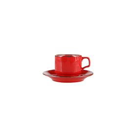 Porland Seasons Kırmızı 190 cc Tabaklı Çay Fincanı