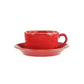 Porland Seasons Kırmızı 250 cc 6 Adet Tabaklı Çay Fincanı